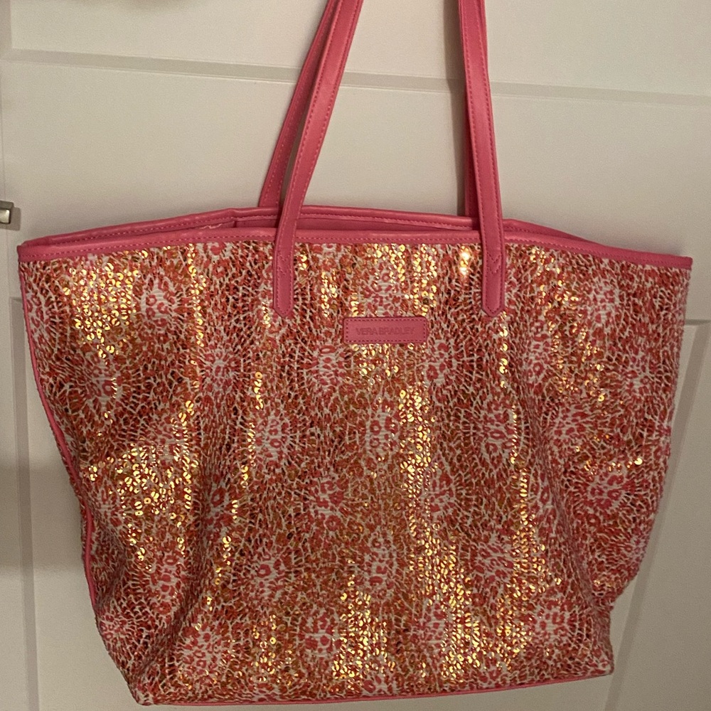 Vera Bradley Pink/Gold Cheetah Print Tote Bag